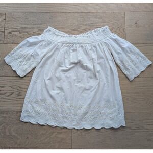 Abercrombie & Fitch‎ White Eyelet Off Shoulder Top Blouse Women's Large
